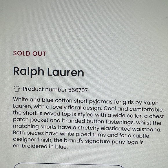 Ralph Lauren Blue Floral Kids Pajama Set - Picture 2 of 4